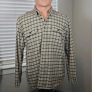 Filson Vintage Flannel Work Shirt Men's 3XL Olive Black Plaid 10689